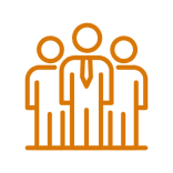 Business team icon on black background
