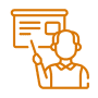 Instructor with pointer and board symbol
